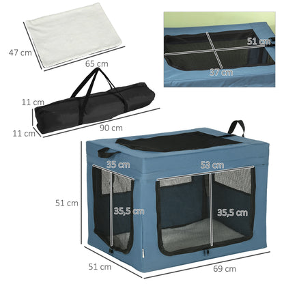 Pawhut Transportín Mochila Para Perros Gatos Con Cojín 69x51x51cm Azul_2