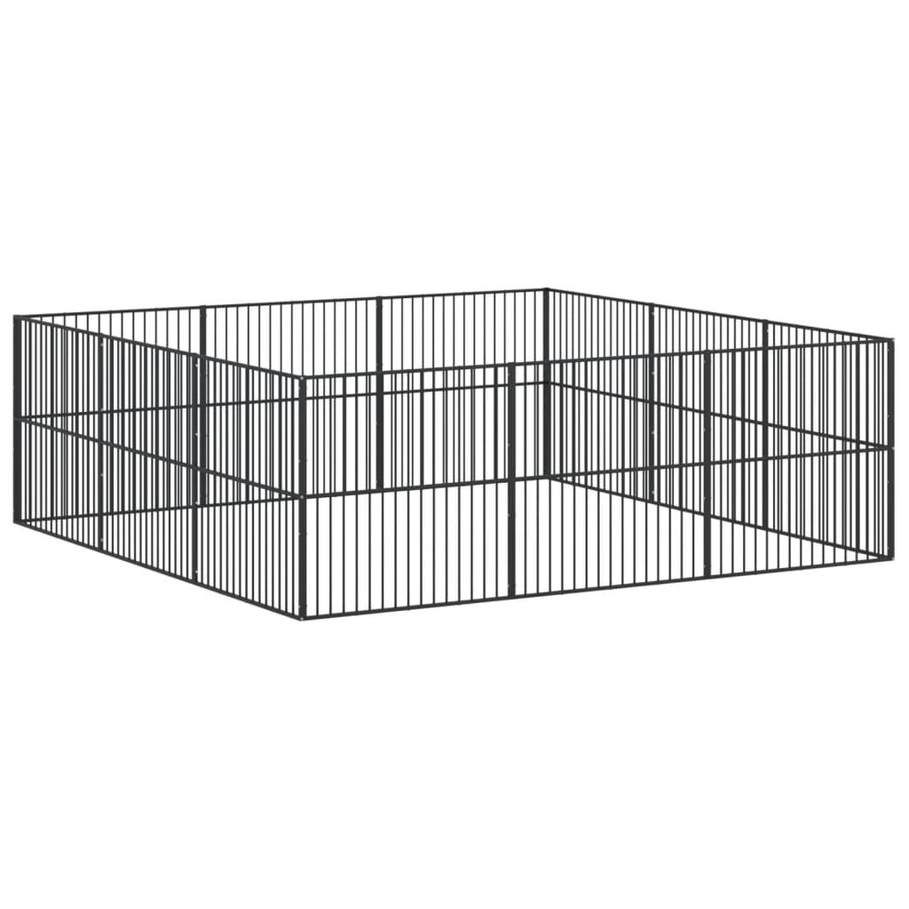 Vidaxl Corralito Para Perros Con 12 Paneles Acero Galvanizado Negro_0