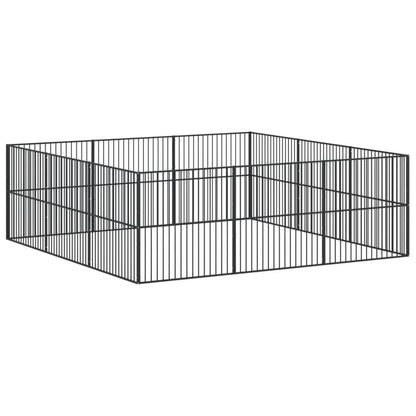 Vidaxl Corralito Para Perros Con 12 Paneles Acero Galvanizado Negro_0