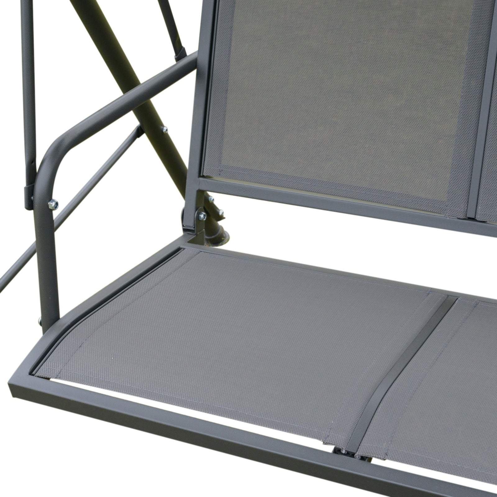 Outsunny Columpio Balancín De Jardín De 3 Plazas Con Techo Ajustable 175x118x159 Cm Gris_3