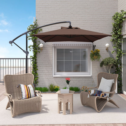 Outsunny Parasol Excéntrico 294x193 Cm Con Base Cruzada Impermeable Marrón_1