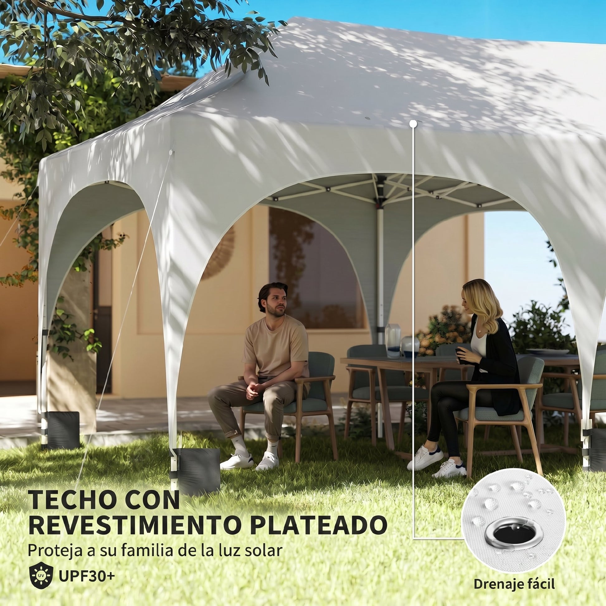 Outsunny Carpa Plegable 6x3 M Con Altura Ajustable 6 Laterales Extraíbles Gris_5