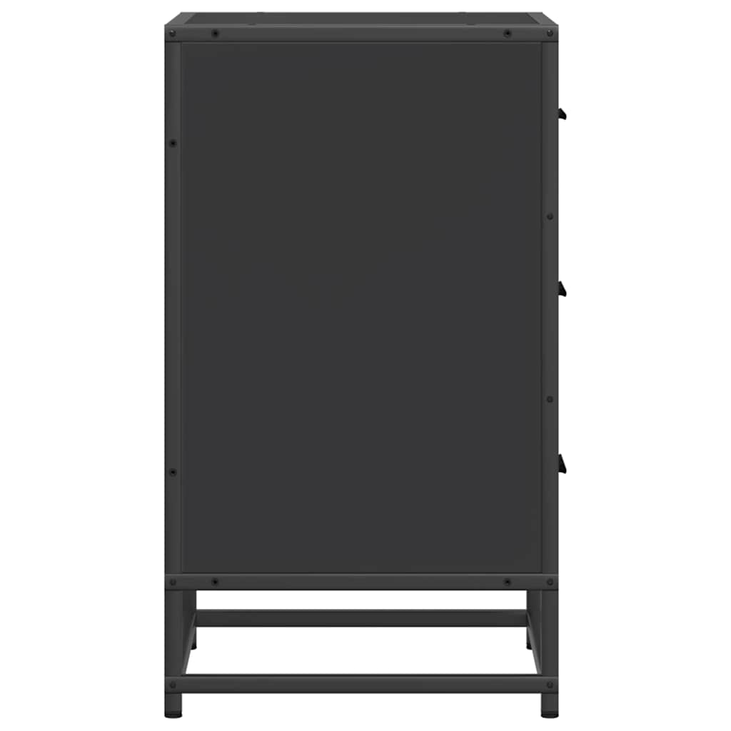 Mesita De Noche Madera Ingeniería Negro 40x34,5x60 Cm Metal_4