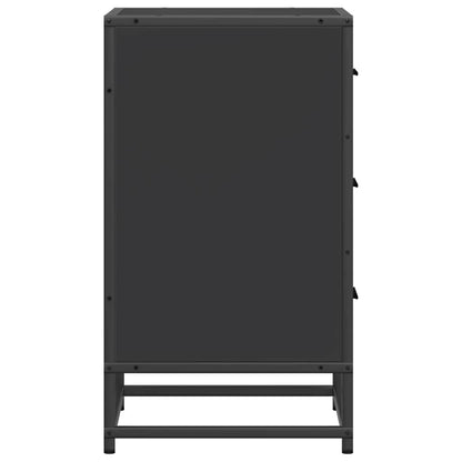 Mesita De Noche Madera Ingeniería Negro 40x34,5x60 Cm Metal_4