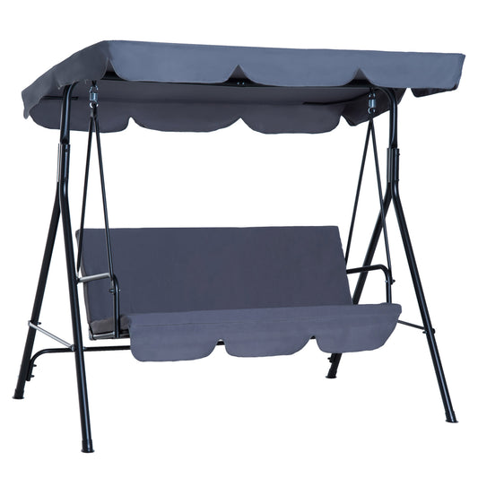 Outsunny Columpio De Jardín De 3 Plazas Con Techo Ajustable Acero 172x110x153 Cm_0
