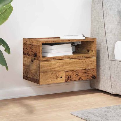 Mesita De Noche De Pared Madera Vieja 45x26x28,5 Cm_1