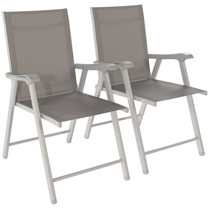 Outsunny Pack De 4 Sillas De Camping Plegables Tela Textilene 58x62x97 Cm Gris_3