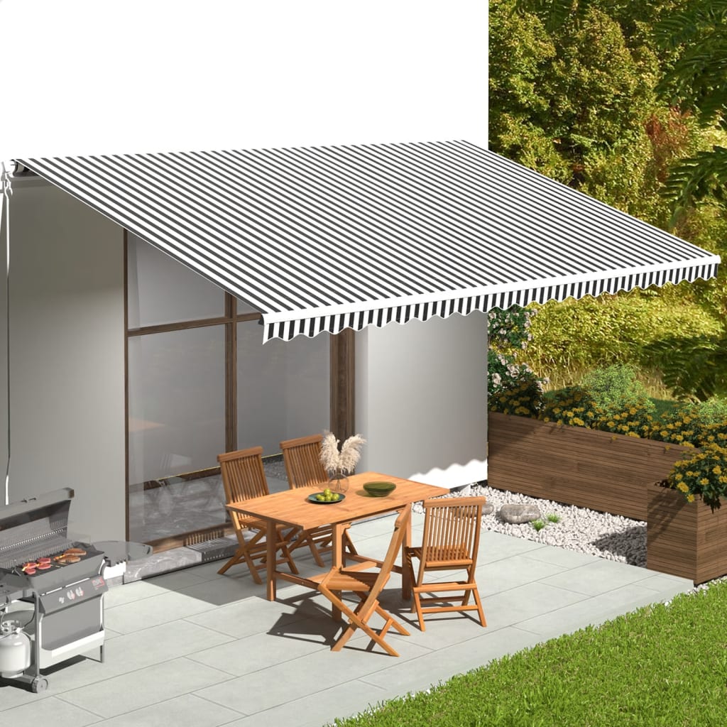Tela De Repuesto Para Toldo Gris Antracita Y Blanco 6x3,5 M Poliéster_1