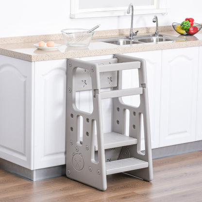 Homcom Torre De Aprendizaje Para Niños Con Altura Ajustable 47x47x90 Cm Gris_1