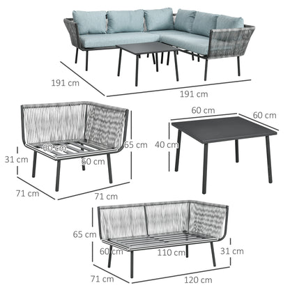 Outsunny Conjunto De Muebles De Ratán 2 Sofá De 2 Plazas Sofá De Esquina Mesa_2