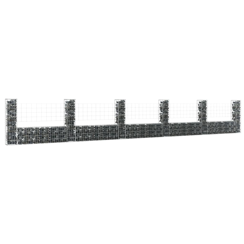Cesta De Gaviones Forma De U 6 Postes De Hierro 620x20x100 Cm / Vetonek_2