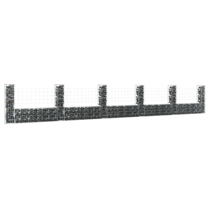 Cesta De Gaviones Forma De U 6 Postes De Hierro 620x20x100 Cm / Vetonek_2