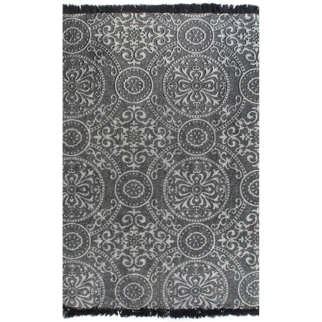 Vidaxl Alfombra De Algodón Kilim 120x180 Cm Estampado Gris_0