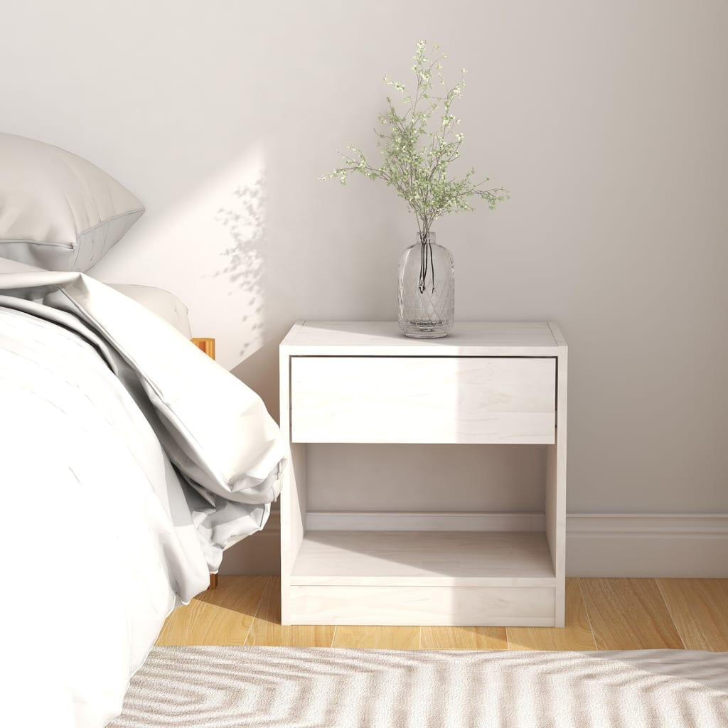 Mesitas De Noche 2 Uds Madera Maciza De Pino Blanca 40x31x40 Cm_1