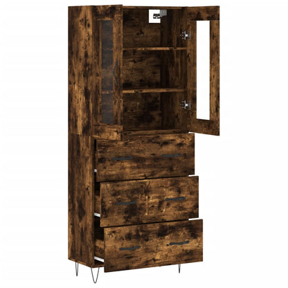 Aparador Alto Madera Contrachapada Roble Ahumado 69,5x34x180 Cm_3