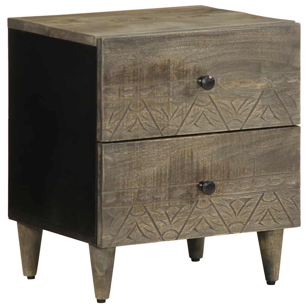 Mesitas Noche 2 Uds Madera Maciza Mango Gris Claro 40x33x46 Cm_0