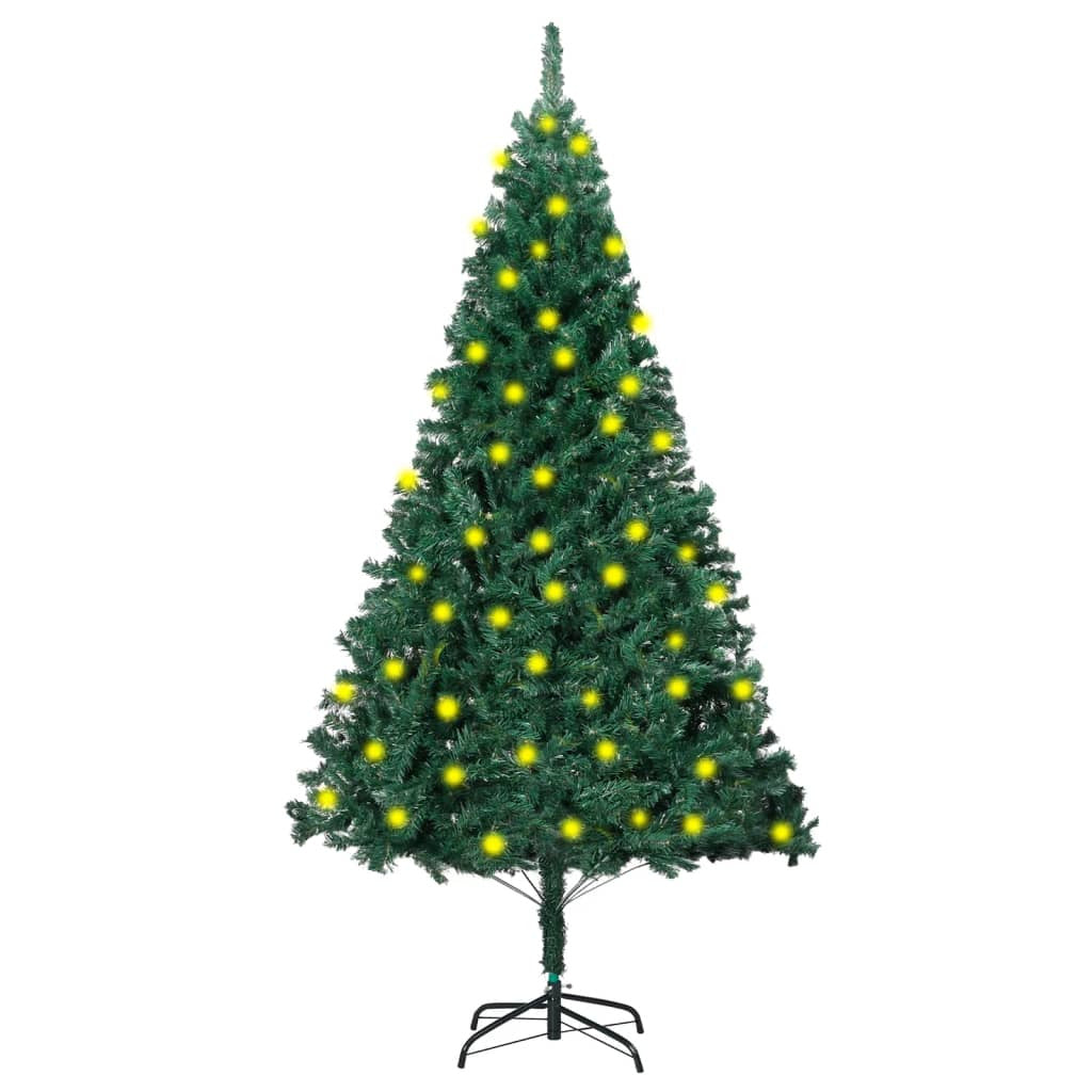 Vidaxl Árbol De Navidad Con Luces Y Ramas Gruesas Verde 180 Cm_0