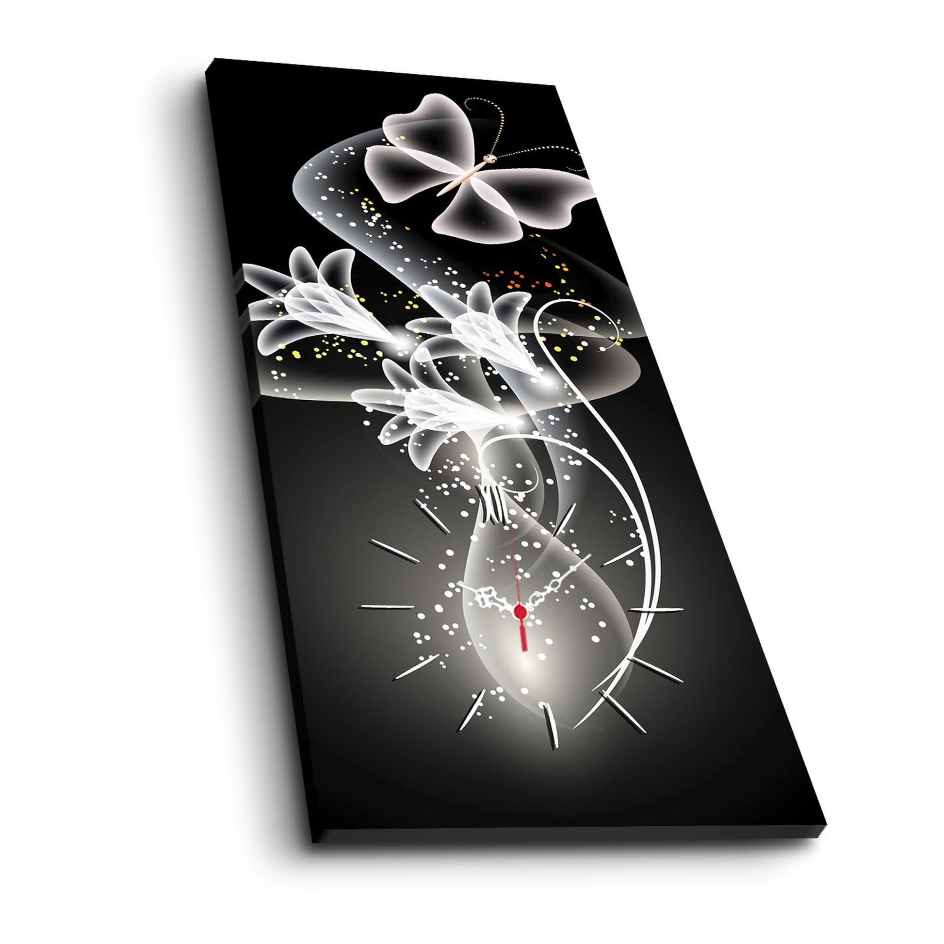 Reloj De Pared Con Lienzo Decorativo De Flores