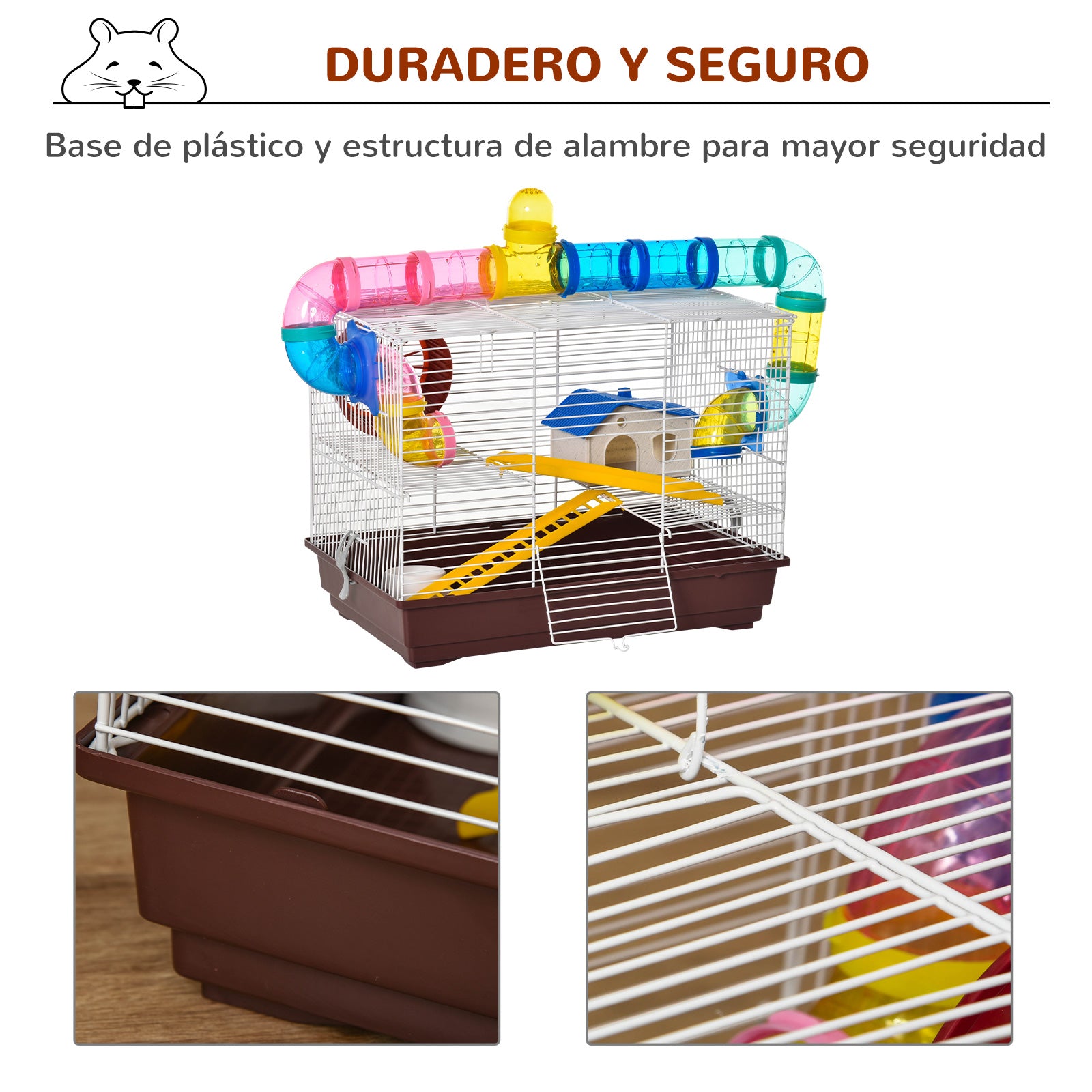 Pawhut Jaula Para Hámster Accesorios Incluidos Casa Para Roedores Pvc Metal_5