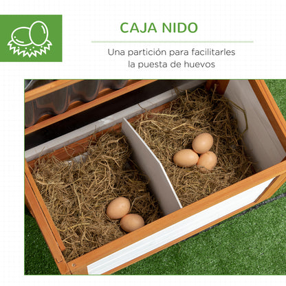 Pawhut Gallinero De Madera Para Exterior 181x79,5x117,5 Cm Con Corral De Metal_5