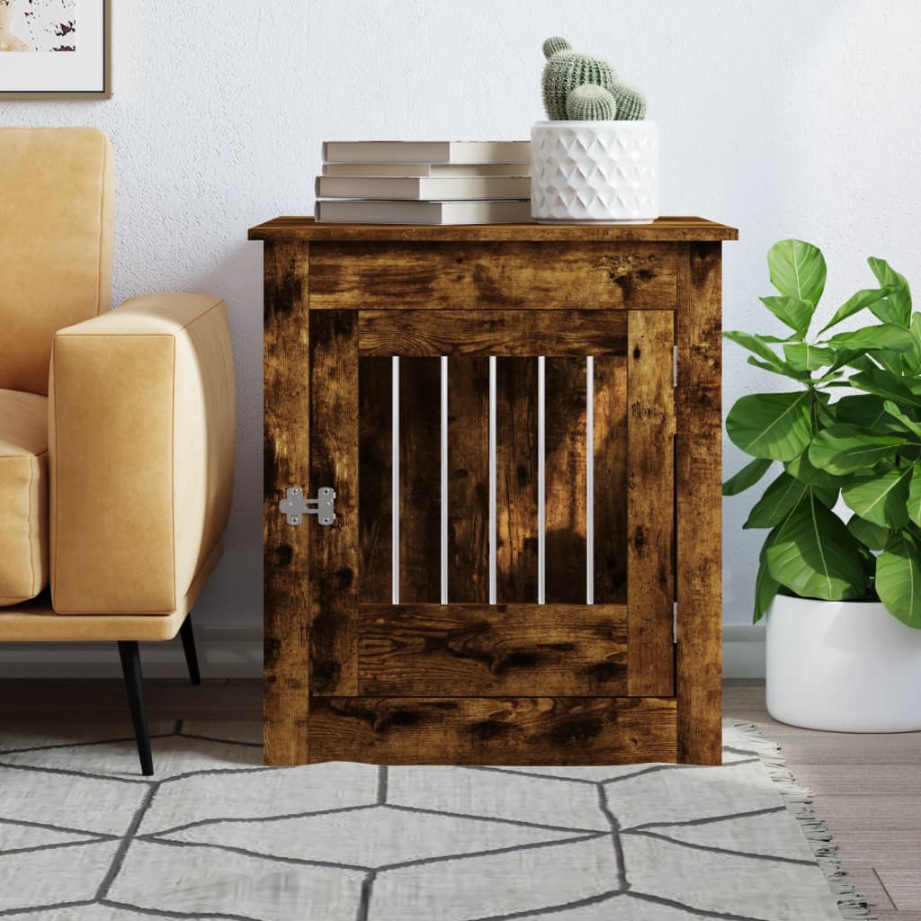Jaula Para Perros Madera Ingeniería Roble Ahumado 64,5x80x71 Cm_2