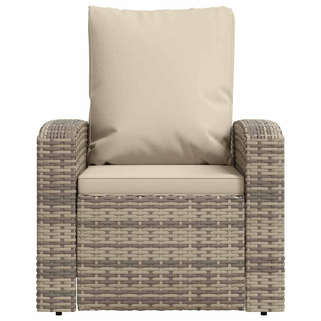 Vidaxl Sillón Reclinable Jardín Y Cojines Ratán Sintético Marrón Claro_3