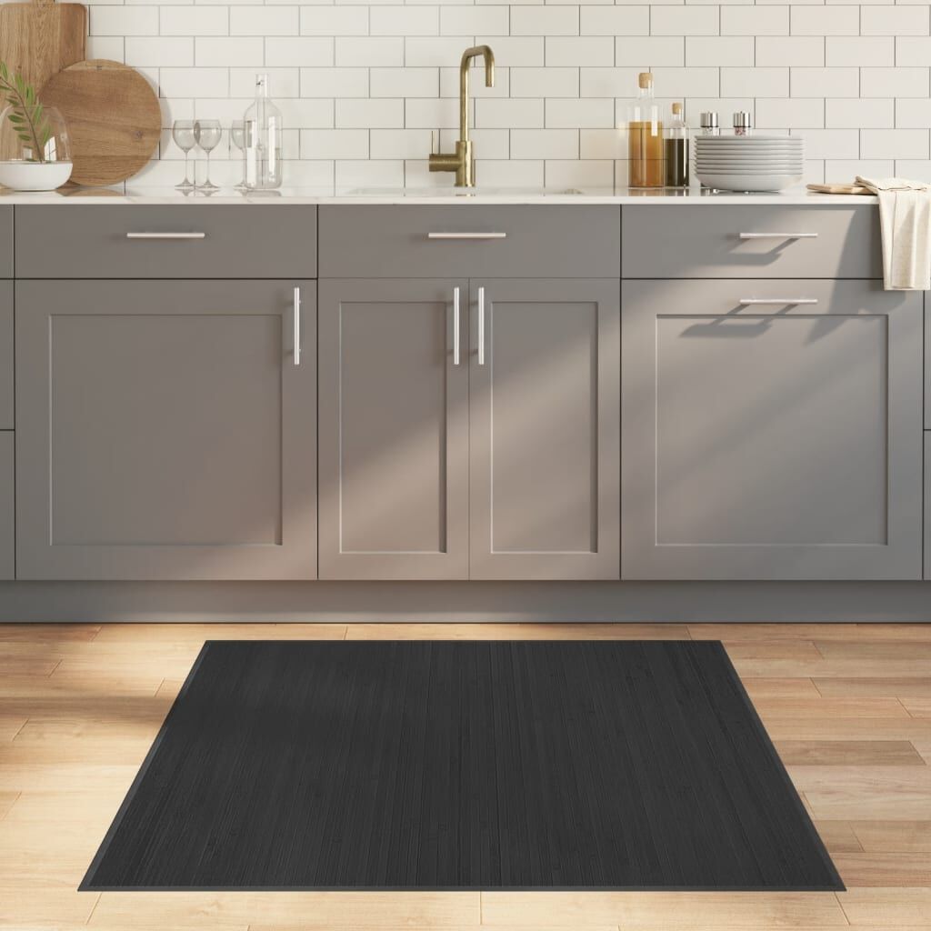 Vidaxl Alfombra Cuadrada Bambú Gris 100x100 Cm_1