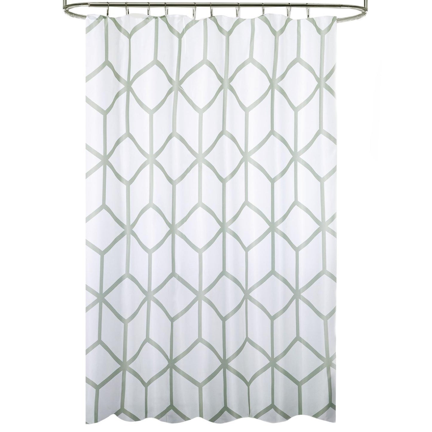 Cortina Ducha Tela Geometria 180 X 200 Cm. Cortina Baño, Cortina Tela Impermeable Con Anillas_0