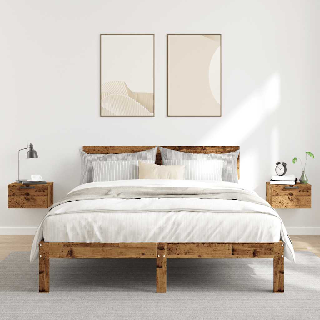 Mesitas De Noche De Pared 2 Uds Madera Envejecida 34x30x20 Cm_1