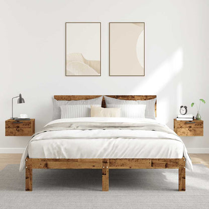 Mesitas De Noche De Pared 2 Uds Madera Envejecida 34x30x20 Cm_1