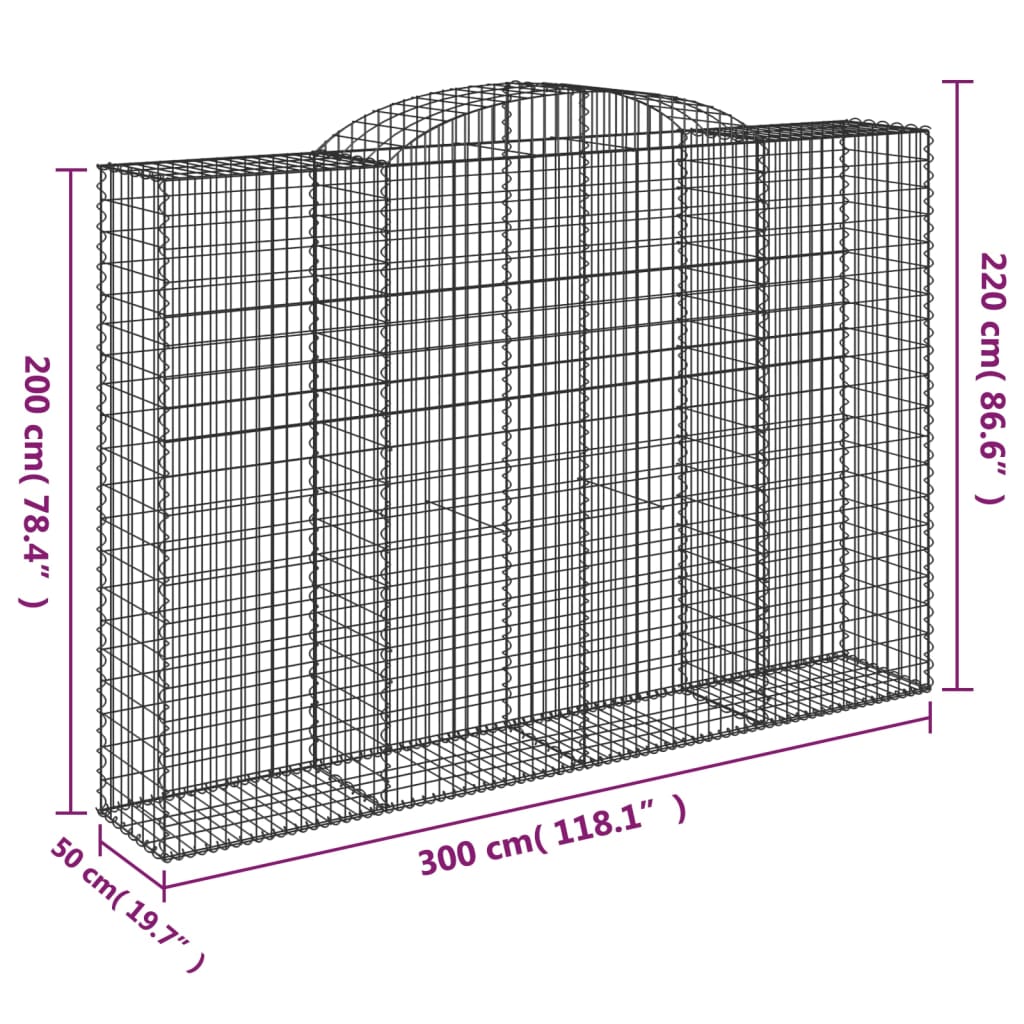 Cestas De Gaviones 7 Uds Forma De Arco Hierro 300x50x200/220 Cm_5