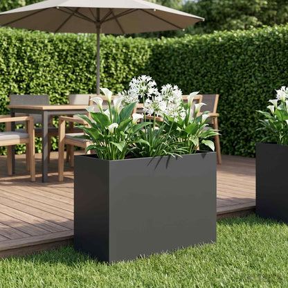 Macetero De Jardín Negro 60 X 30 X 50 Cm Acero Laminado En Frío_1