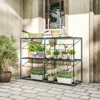 Outsunny Soporte Para Plantas De 3 Niveles De Acero 143x48x100 Cm Verde Oscuro_1