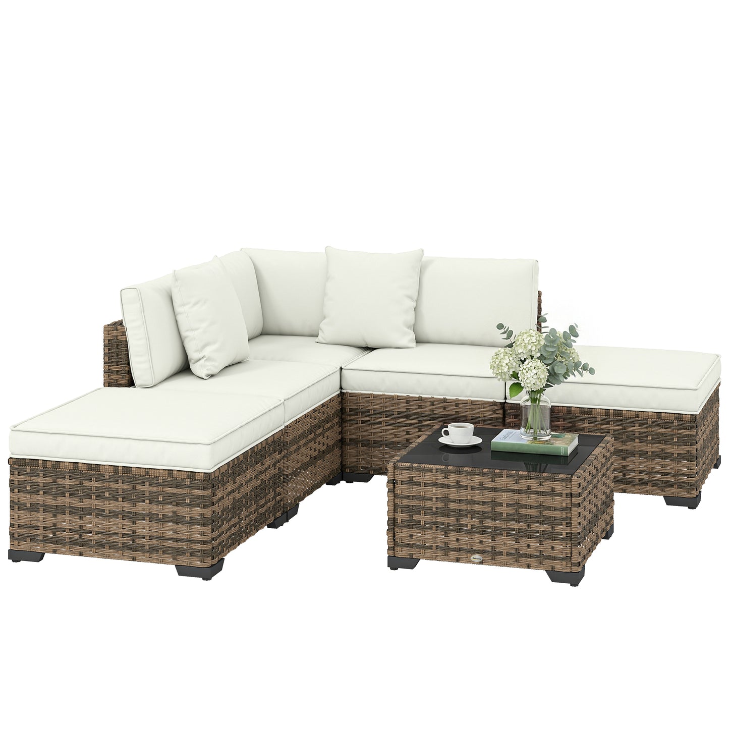 Outsunny Conjunto De Jardín De Ratán De 6 Piezas_0