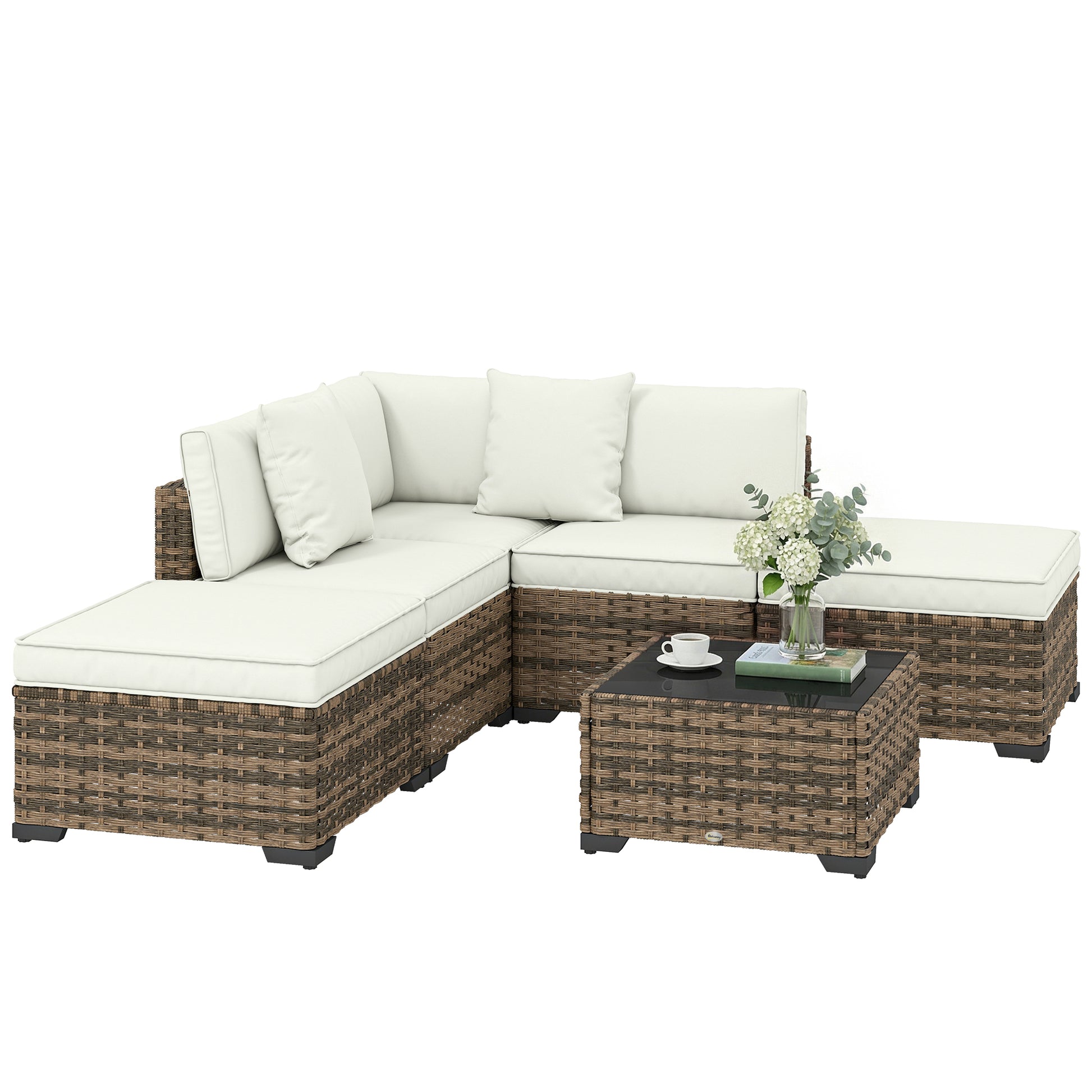 Outsunny Conjunto De Jardín De Ratán De 6 Piezas_0