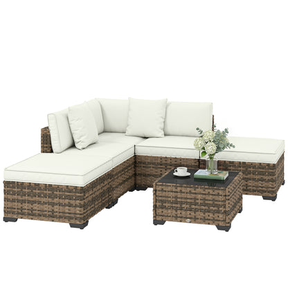 Outsunny Conjunto De Jardín De Ratán De 6 Piezas_0