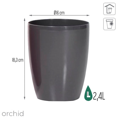 Maceta Coubi Orchid 2,4l., Dimensiones (mm) 160x160x183, Color Grafito_2