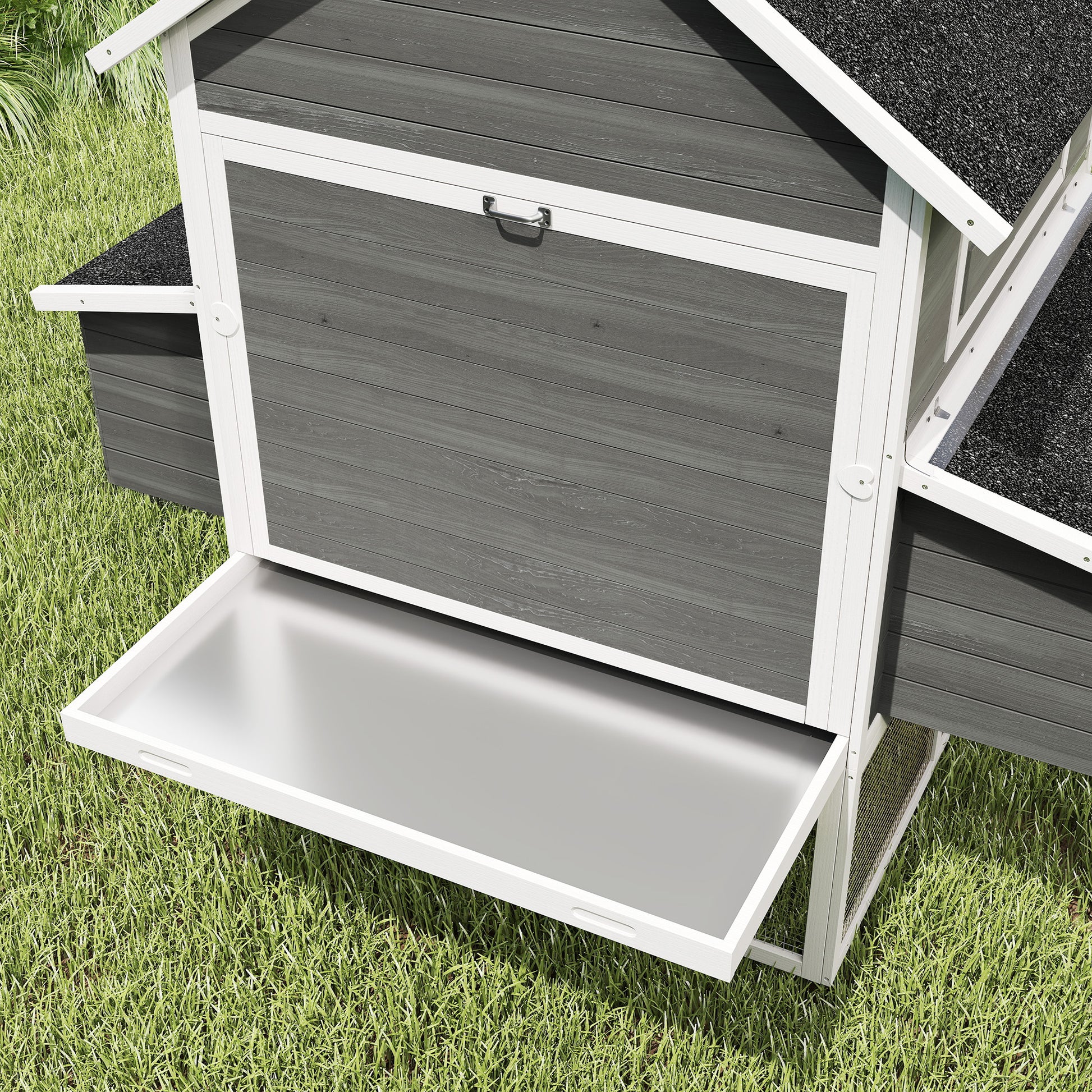 Pawhut Gallinero Grande Exterior Con 2 Nidos Corral 347x160x150cm Gris Oscuro_4