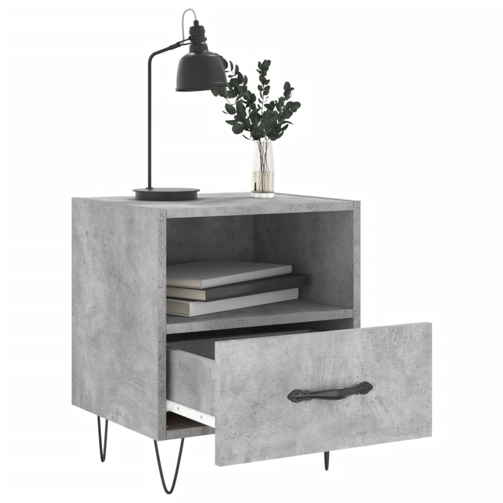 Mesita Noche 2 Uds Madera Ingeniería Gris Hormigón 40x35x47,5cm_1