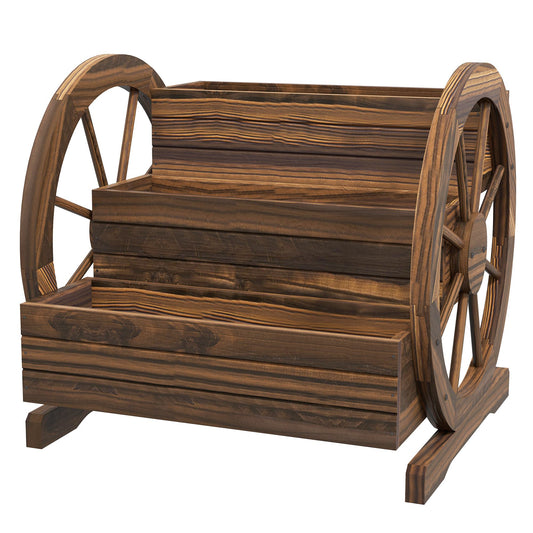 Outsunny Jardinera De Madera Macetero De 3 Niveles 61x62x57 Cm Carbonizado_0