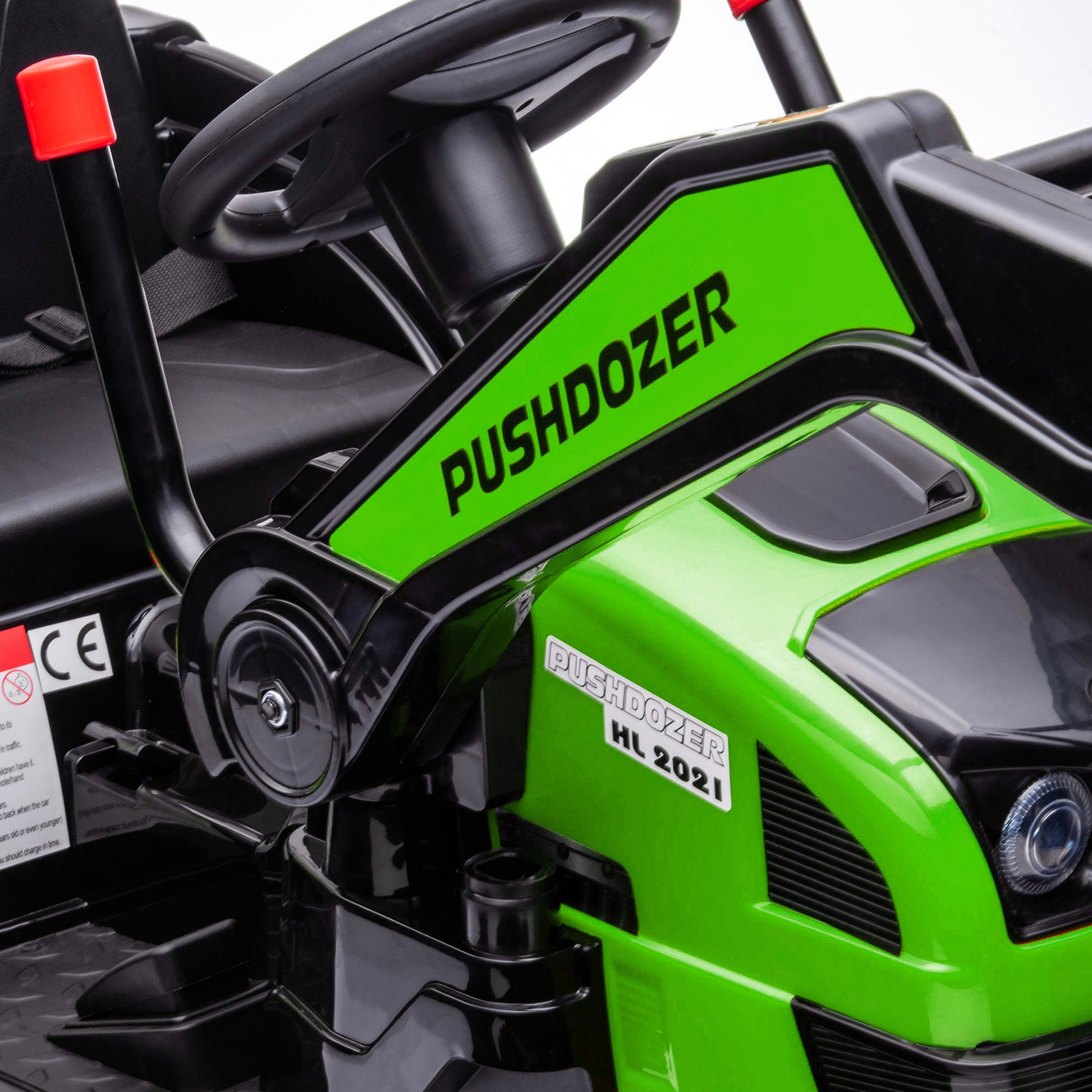 Homcom Tractor Eléctrico Niños +3 Años 6v Pala Luces Velocidad 2 Niveles Verde_3