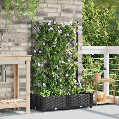 Macetero De Jardín 2 Uds. Negro 80 X 40 X 125,5 Cm Pp_2