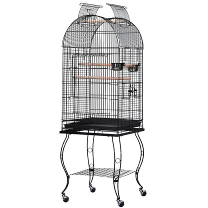 Pawhut Jaula Para Pájaros Con Soporte Con Ruedas Bandeja Extraíble Y 2 Comederos_0