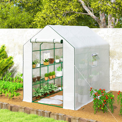 Outsunny Invernadero De Exterior Con 1 Estantes Puerta Enrollable 140x213x190 Cm_3