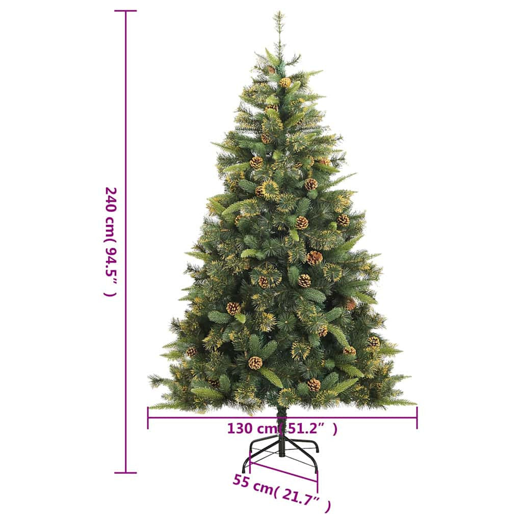 Vidaxl Árbol De Navidad Artificial Con Bisagras 300 Led Y Bolas 240 Cm_2