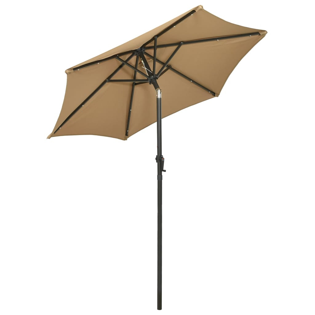 Vidaxl Sombrilla De Jardín Con Luces Led Aluminio Taupe 200x211 Cm_3
