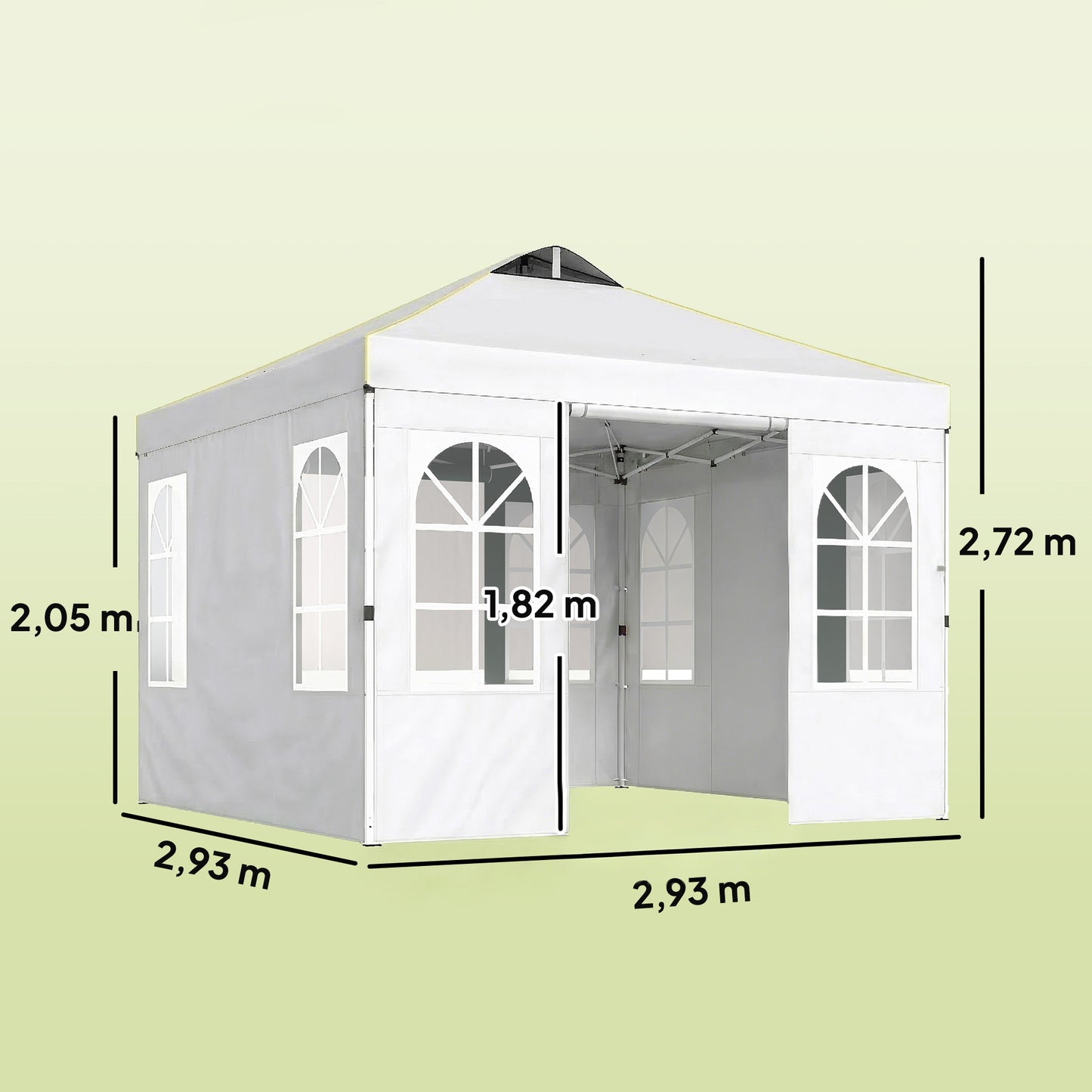 Outsunny Carpa Plegable 3x3m Pop-up Altura Ajustable Laterales Extraíbles Blanco_2