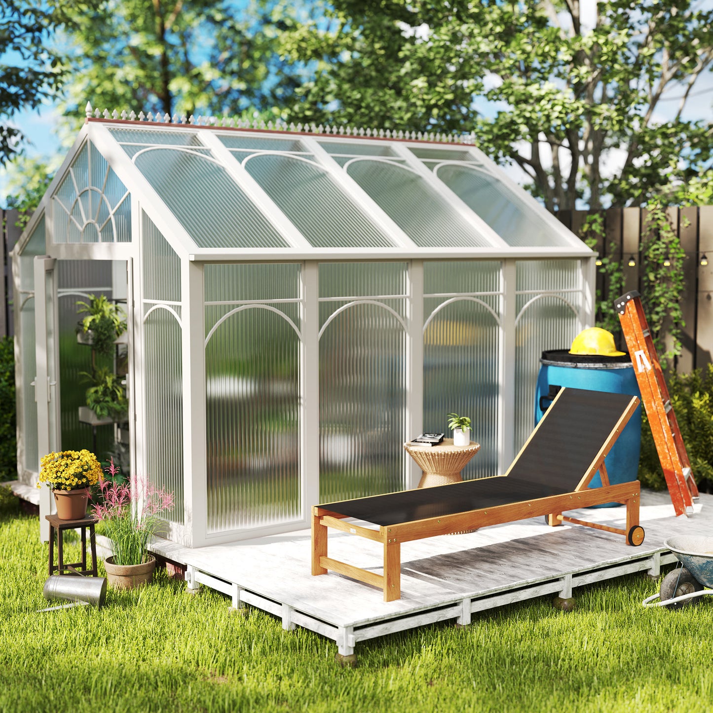 Outsunny Juego De 2 Tumbonas De Madera Con Ruedas Respaldo Ajustable Negro_3