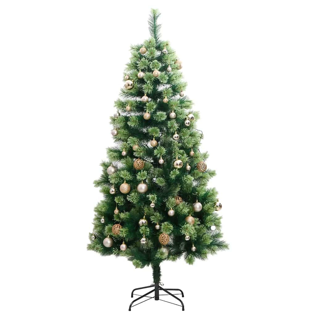 Vidaxl Árbol De Navidad Artificial Con Bisagras 300 Led Y Bolas 210 Cm_3