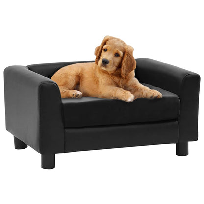 Vidaxl Sofá Para Perros Felpa Y Cuero Sintético Negro 60x43x30 Cm_1